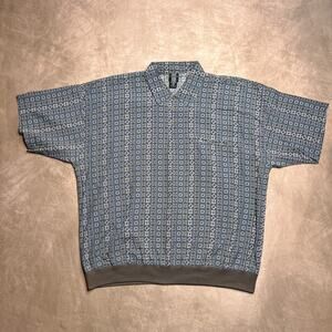 Vintage 90s Expressions Multicolor Geometric Print Polo Shirt Short Sleeve Retro